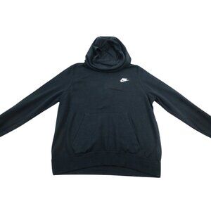 Nike Sportswear Hoodie Mens Large Black Fleece Lined Swoosh Long Sleeve Pullover